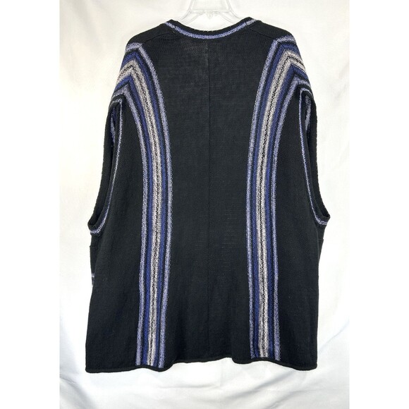 Free People Long Striped Cardigan Sweater Vest Black Duster Linen Cotton Size XS - Picture 4 of 7